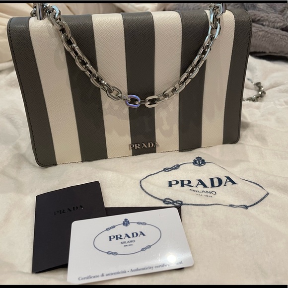 Prada Saffiano Biade Bag- Marmo and Bianco - Picture 5 of 6